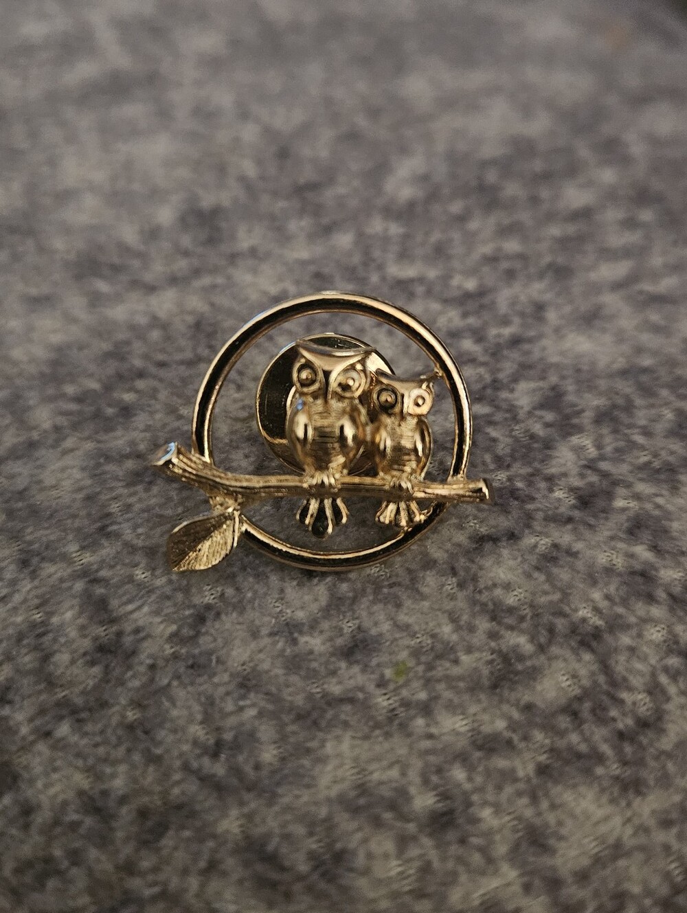 Avon Gold Owls Brooch Pin on Branch